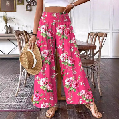 Elegante, hochgeschnittene Hose mit Blumenmuster von Andrea Serena