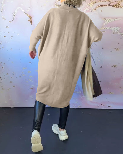 Andrea's™ | Lässiger, einfarbiger pullover mit hohem kragen und langen ärmeln