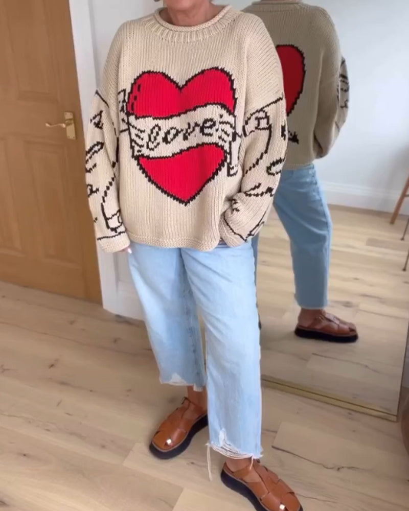 Andrea's™ | Lässiger Pullover mit Liebesmuster