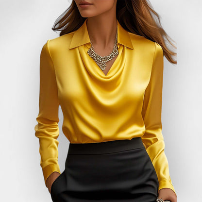 Andrea's™ |  Satinbluse mit Wasserfallausschnitt
