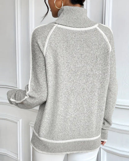 Andrea's™ | Pullover Rollkragen Modisch Kontrastfarbe