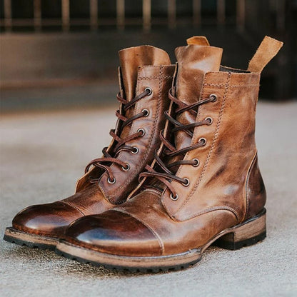 Andrea's™ | Bequeme Retro-Stiefeletten mit runder Zehenkappe und Schnürung