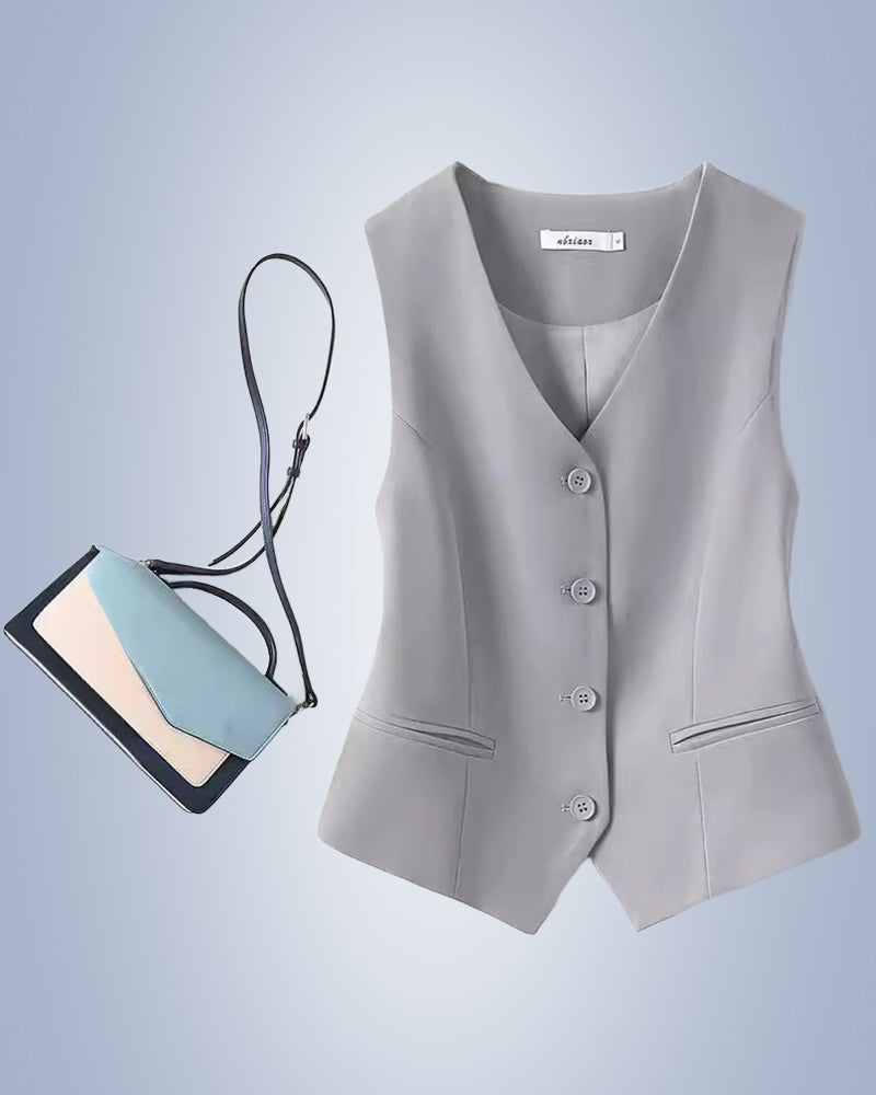 Andrea's™ | Einfarbige anzugweste für damen