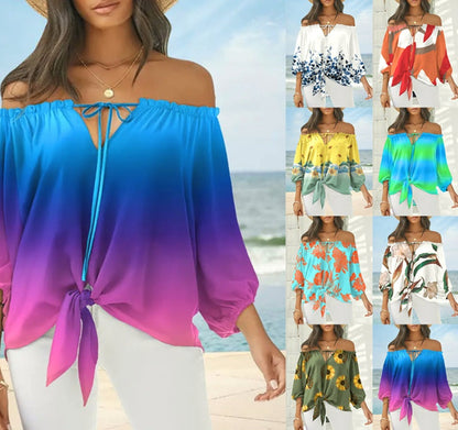 Chic Off Shoulder Printed Top Andrea Serena