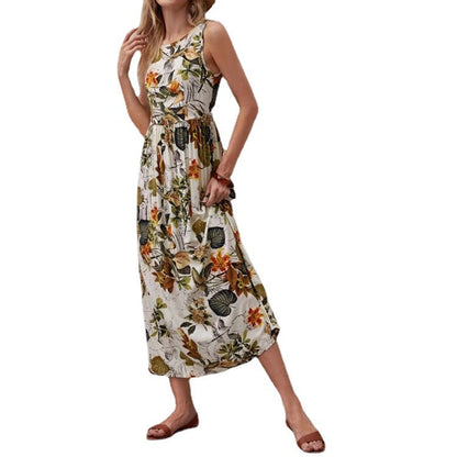 Geblümtes A-Linien-Baumwollkleid von Andrea Serena