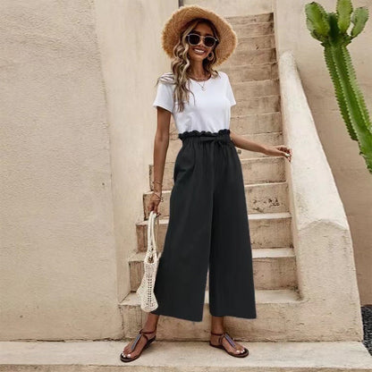 Pinterest-inspirierte Leinenhose von Andrea Serena mit weitem Bein
