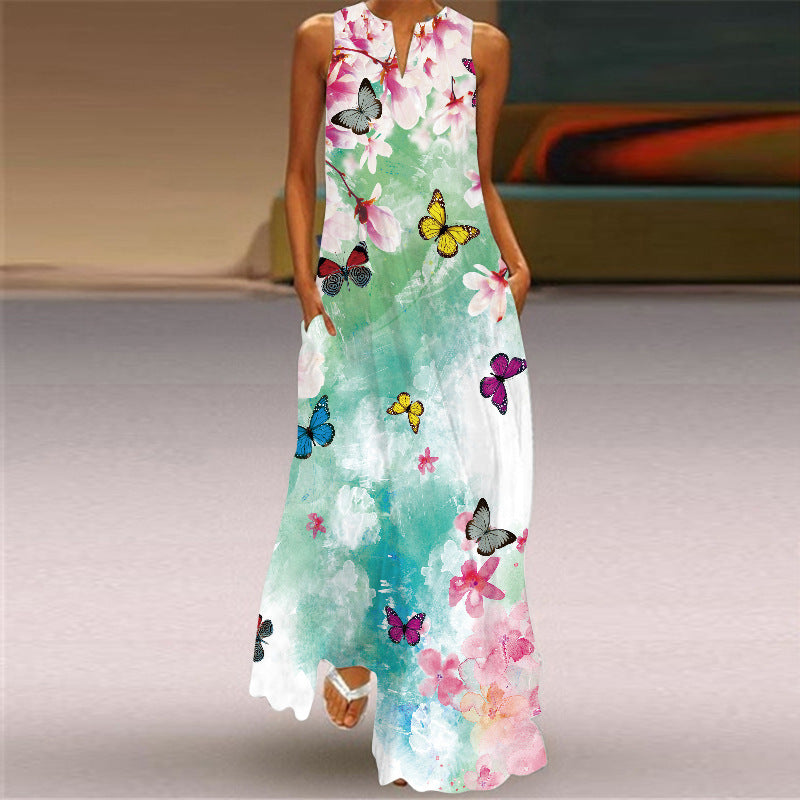 Langes Kleid mit Retro-Print von Andrea Serena