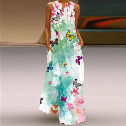 Langes Kleid mit Retro-Print von Andrea Serena