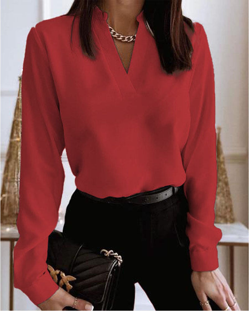 Bedrucktes Langarmshirt mit V-Ausschnitt von Andrea Serena