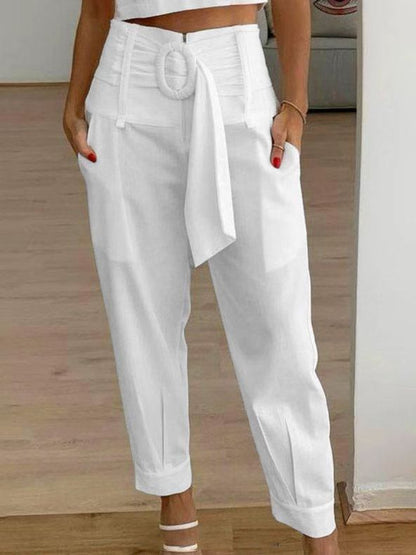 Cropped-Hose aus geblümtem Leinen von Andrea Serena (Damen)