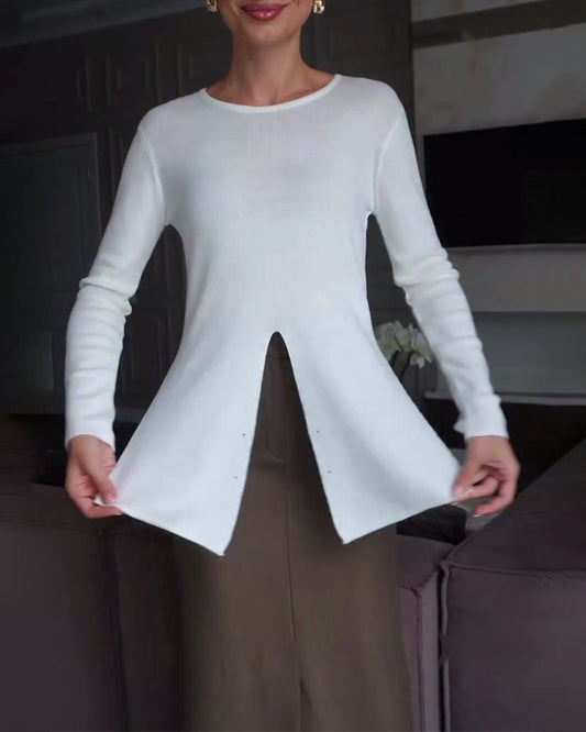 Andrea's™ | Pullover Kreuz Design Knopf Betont