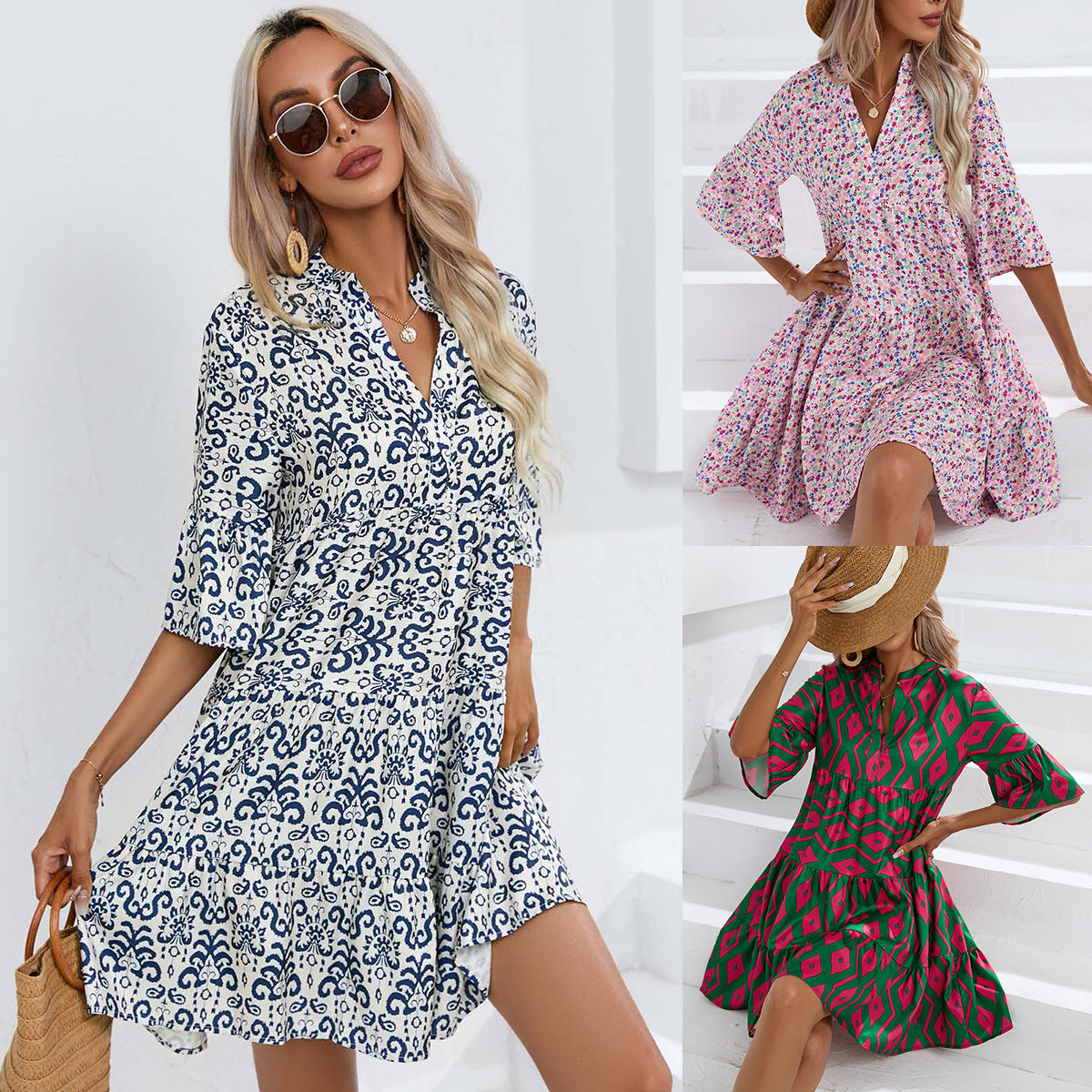 Boho V-Neck Summer Dress by Andrea Serena