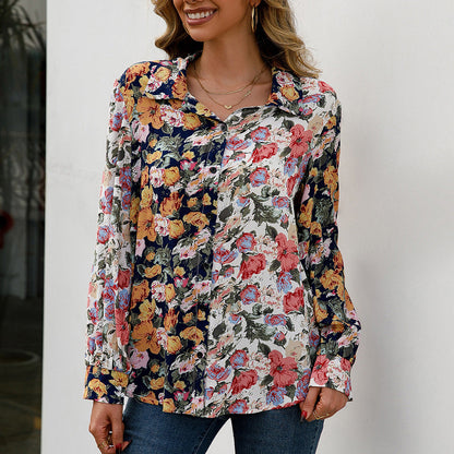 Andrea Serena Alltagshemd mit Farbblock-Blumenmuster