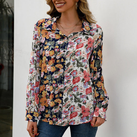 Andrea Serena Alltagshemd mit Farbblock-Blumenmuster