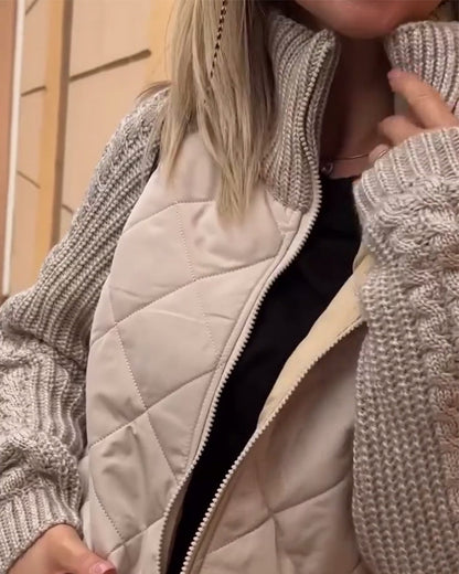 Andrea's™ | Einfarbiger mantel mit reißverschluss und hohem kragen