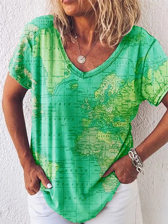 Andrea Serena Top mit Kartenmuster und V-Ausschnitt für jeden Tag