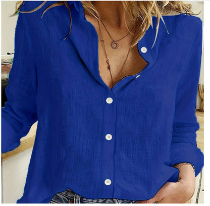 Andrea Serena Cardigan-Bluse mit lockerer Passform und Reverskragen