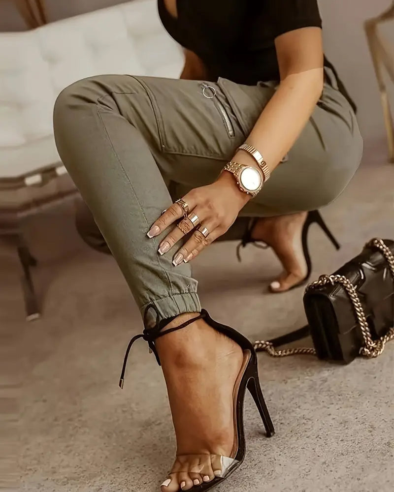 Andrea's™ | Cargohosen Mittelwaist Taschen Bündchen