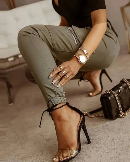 Andrea's™ | Cargohosen Mittelwaist Taschen Bündchen