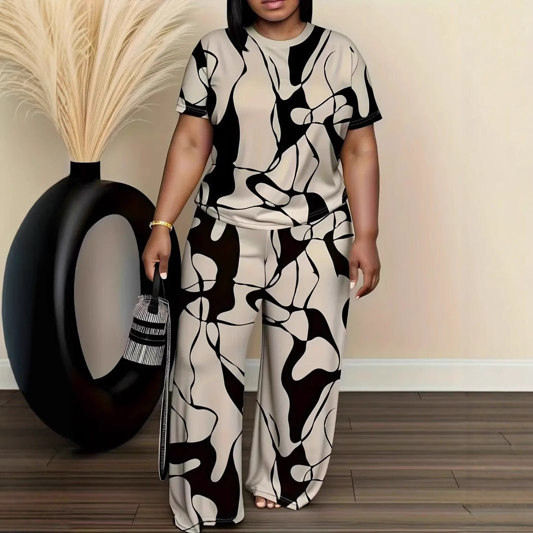 Bequemes zweiteiliges Lounge-Set mit abstraktem Print in Übergröße von Andrea