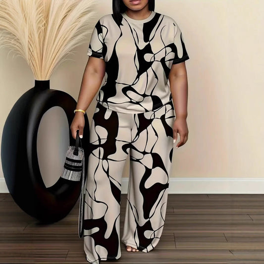 Bequemes zweiteiliges Lounge-Set mit abstraktem Print in Übergröße von Andrea