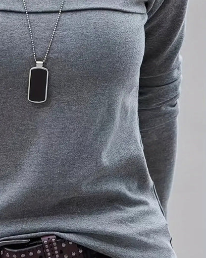 Andrea's™ | Top Slim Fit plissiert langärmlig