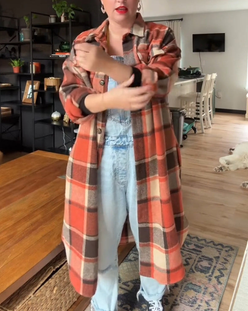 Andrea's™ | Lässiger karierter Mantel mit Knöpfen