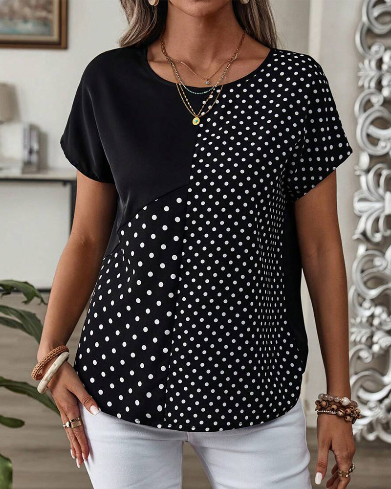 Andrea's™ | T-Shirt Rundhalsausschnitt Polka-Dot-Druck