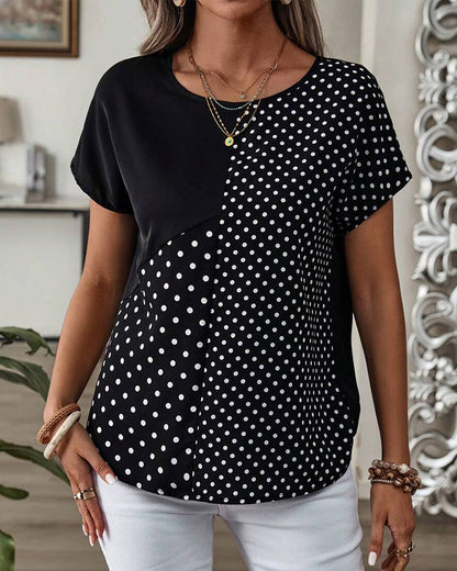 Andrea's™ | T-Shirt Rundhalsausschnitt Polka-Dot-Druck