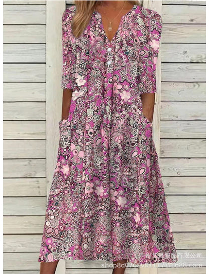 Andrea's™ | Lebhaftes Sommer-Midikleid mit Seitentaschen