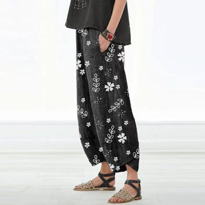 Weite Baumwollhose mit Blumenmuster von Andrea Serena