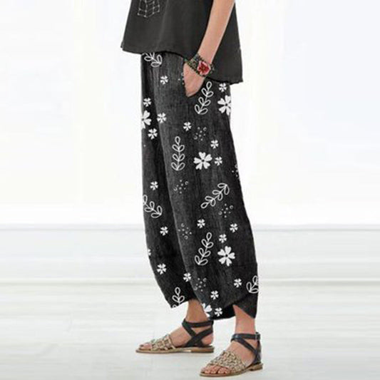 Weite Baumwollhose mit Blumenmuster von Andrea Serena