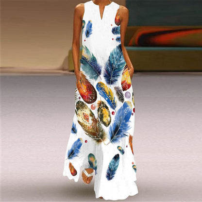 Ärmelloses Maxikleid von Andrea Serena mit Blumenmuster
