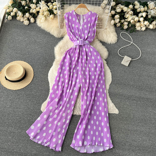 Schicker Chiffon-Jumpsuit mit Polka-Dots von Andrea Serena