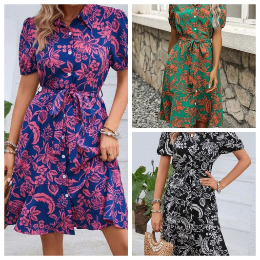 Sommerhemdkleid von Andrea Serena mit Blumenmuster und Knopfleiste