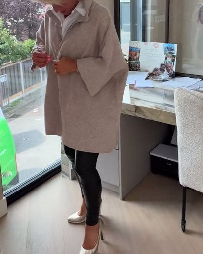 Andrea's™ | Pullover Stehkragen Halbzip Locker