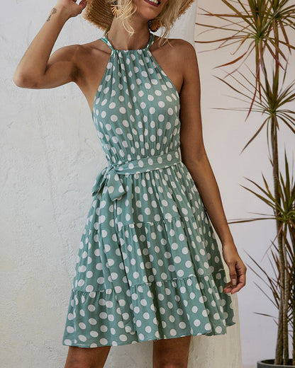 Schickes Polka-Dot-Neckholderkleid von Andrea Serena