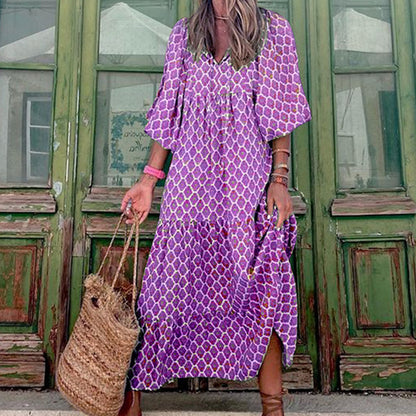 Andrea's™ | Damen Sommerkleid mit V-Ausschnitt und elegantem Print
