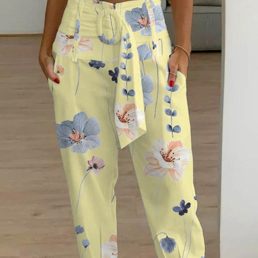 Cropped-Hose aus geblümtem Leinen von Andrea Serena (Damen)
