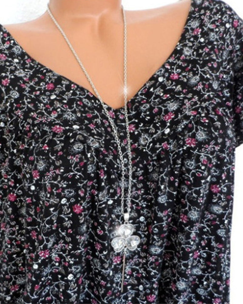 Andrea's™ | Lockeres Kurzarm-T-Shirt mit V-Ausschnitt