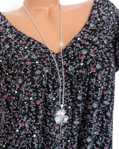 Andrea's™ | Lockeres Kurzarm-T-Shirt mit V-Ausschnitt