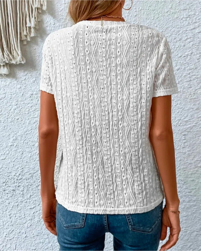 Andrea's™ | Rundhals-T-Shirt in Volltonfarbe