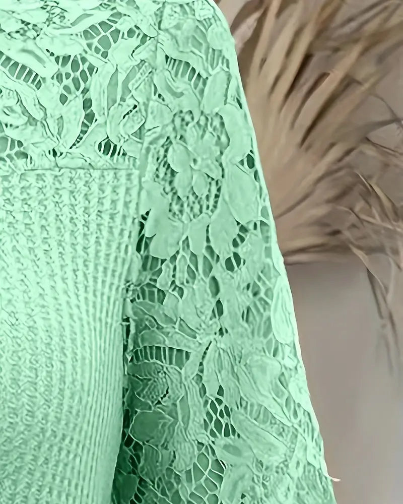 Andrea's™ | T-Shirt Spitzen Einsatz Gestrickt