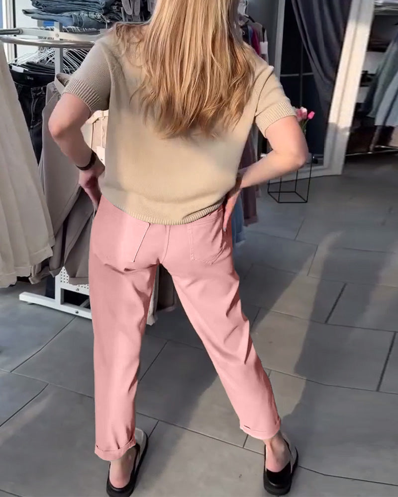 Andrea's™ | Hose einfarbig lässig gerade