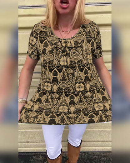 Andrea's™ | T-Shirt lässig Retro Rundhals bedruckt