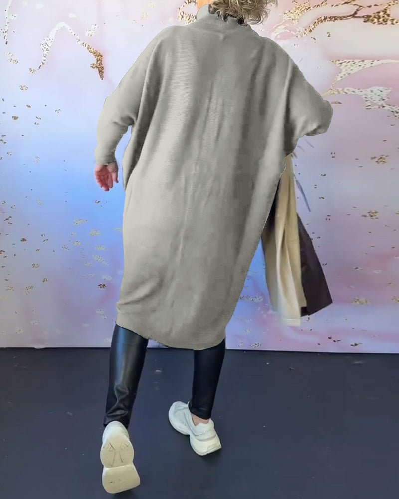 Andrea's™ | Lässiger, einfarbiger pullover mit hohem kragen und langen ärmeln