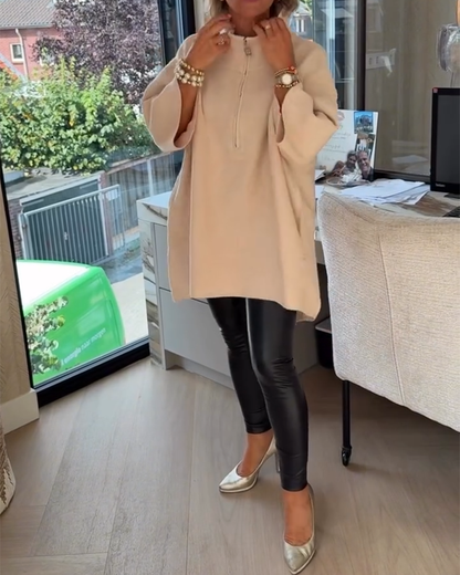 Andrea's™ | Pullover Stehkragen Halbzip Locker