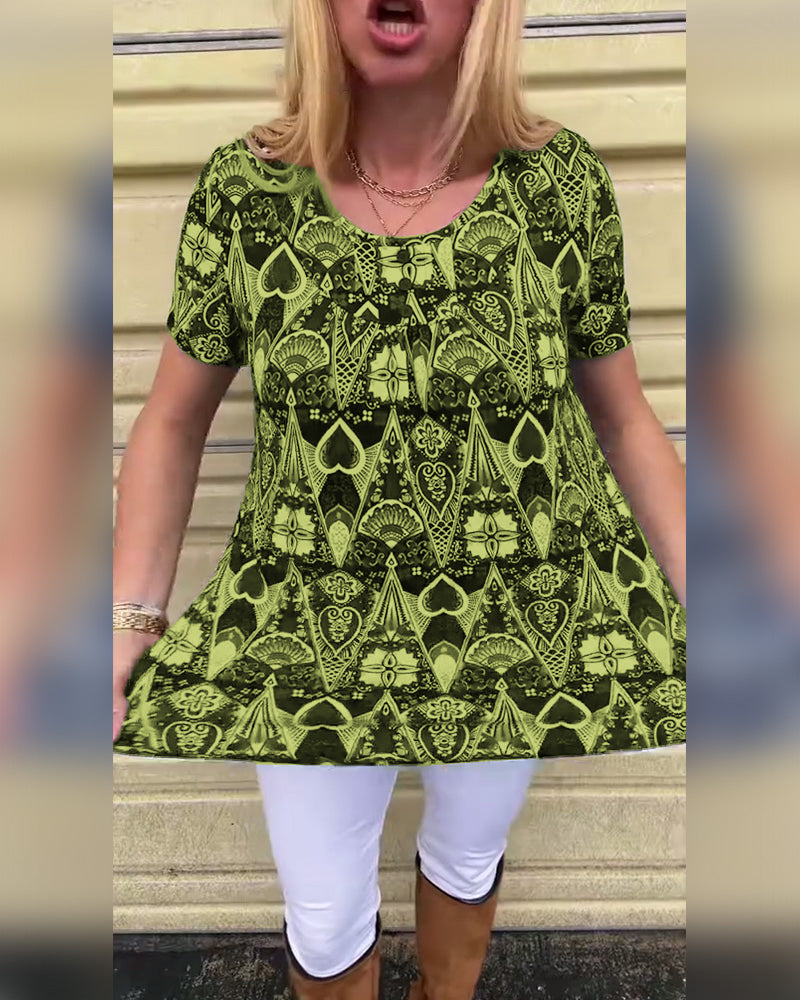 Andrea's™ | T-Shirt lässig Retro Rundhals bedruckt