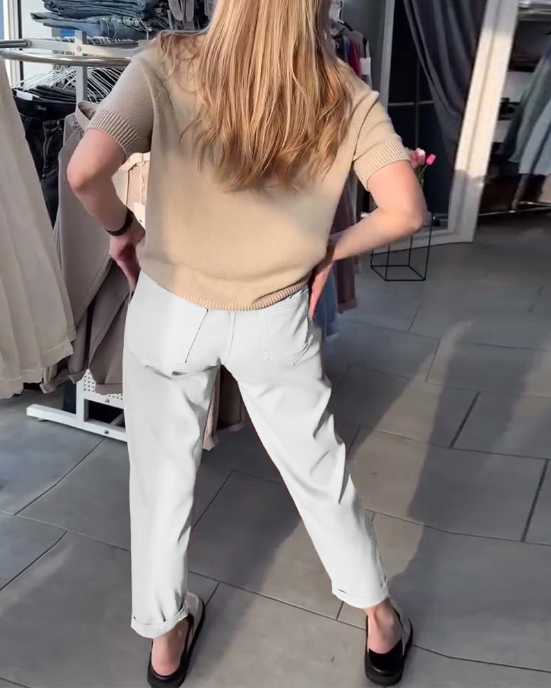 Andrea's™ | Hose einfarbig lässig gerade