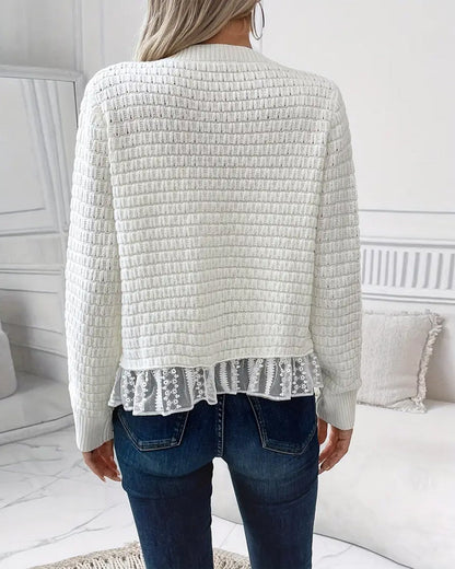 Andrea's™ | Mantel Langärmlig Spitzenbesetztes Sweatshirt